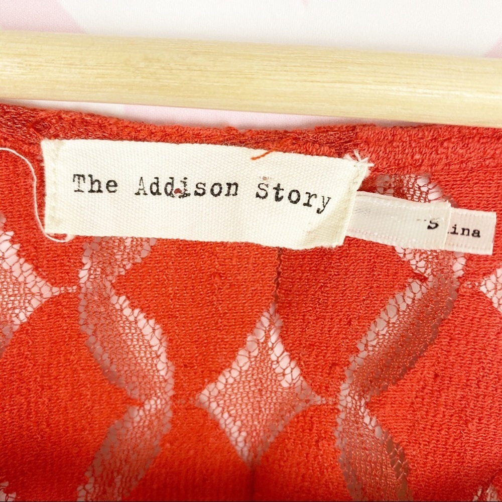 Anthropologie The Addison Story Lunar Cycle Boho Lace Red Orange Blouse S - Picture 7 of 8